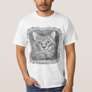 Cat Face Sketch T - Shirt