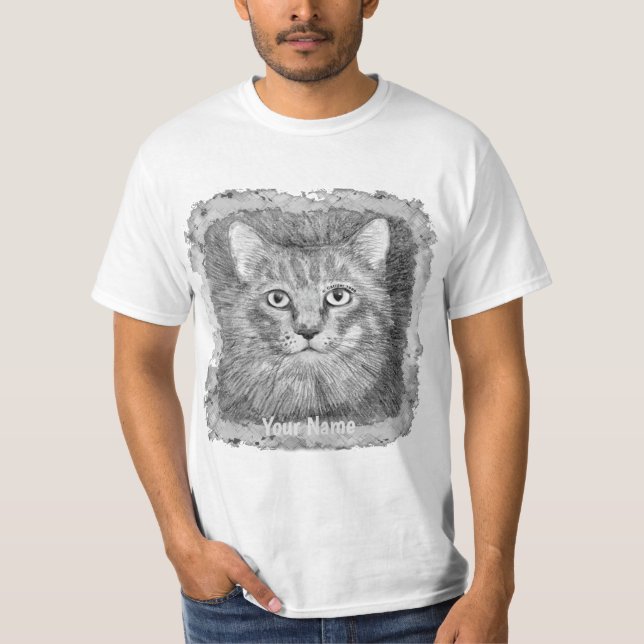 Cat Face Sketch T - Shirt (Vorderseite)