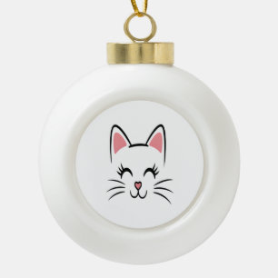 Cat Face Whiskers Print Liebe Halloween Keramik Kugel-Ornament
