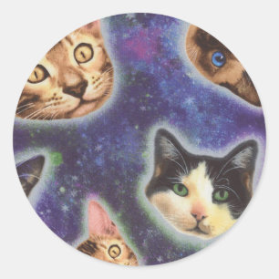 Cat face with various breeds and patterns runder aufkleber