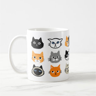 Cat Faces Muster   Cool Kitty Cat Lover's Kaffeetasse