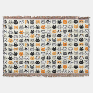 Cat Faces Pattern Cool Kitty Cat Lover's Decke