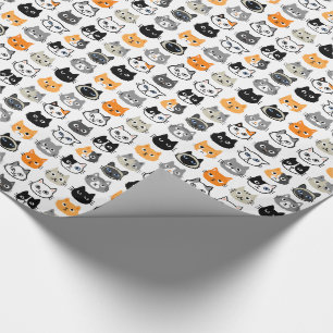 Cat Faces Pattern   Cool Kitty Cat Lover's Geschenkpapier