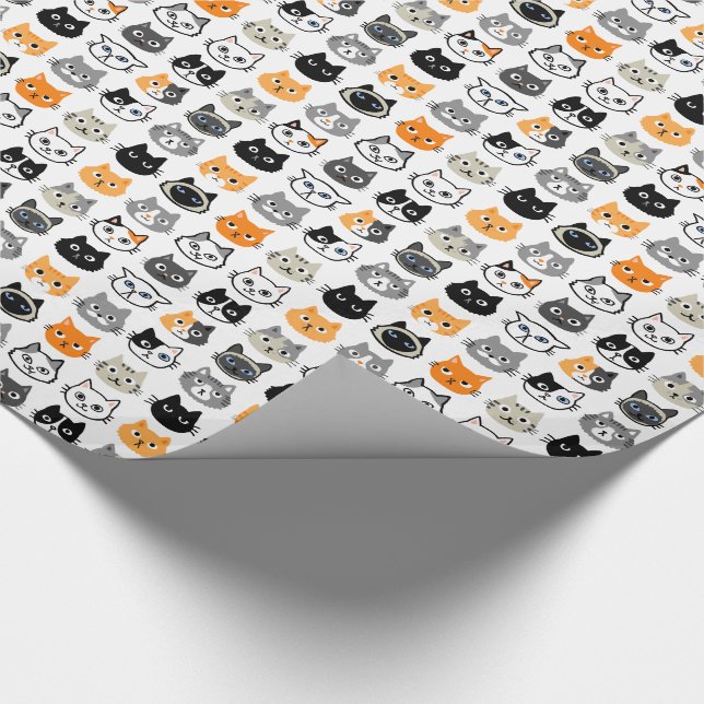Cat Faces Pattern | Cool Kitty Cat Lover's Geschenkpapier (Ecke)