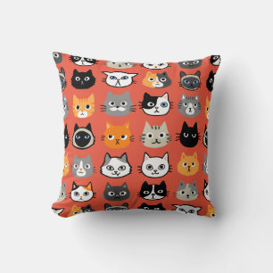 Cat Faces Pattern Cool Kitty Cat Lover's Kissen