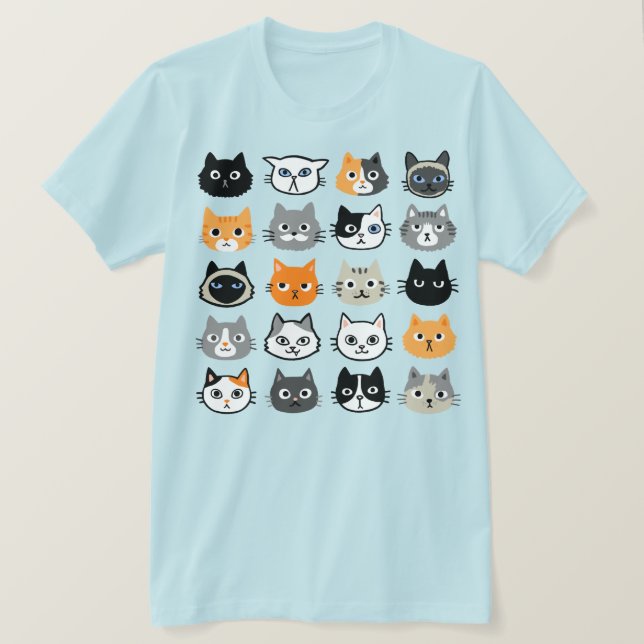 Cat Faces Pattern | Cool Kitty Cat Lover's T-Shirt (Design vorne)