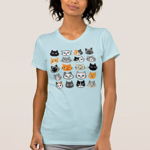 Cat Faces Pattern   Cool Kitty Cat Lover's T-Shirt