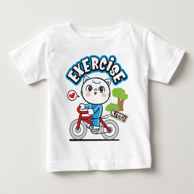 Cat Fahrrad Baby T-shirt (Vorderseite)