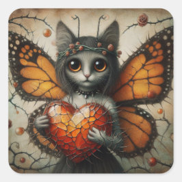 Cat Fairy Quadratischer Aufkleber