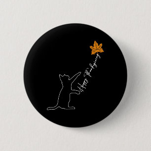 Cat Fall Leaf Ballon Erntedank Day Niedlich Kitten Button