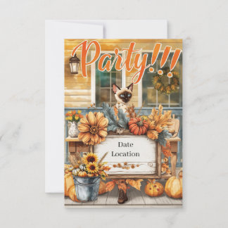 Cat Fall party for Siamese Cat lovers Autumn Party Einladung