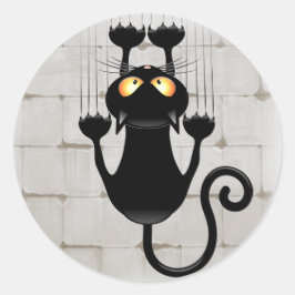 Cat Falldown lustige Zeichentrickfigur Runder Aufkleber