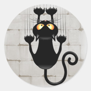 Cat Falldown lustige Zeichentrickfigur Runder Aufkleber