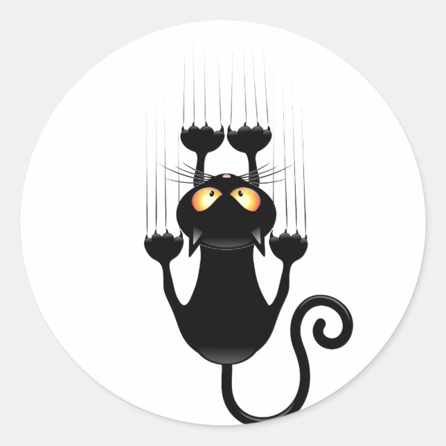 Cat Falldown lustige Zeichentrickfigur Runder Aufkleber (Vorderseite)