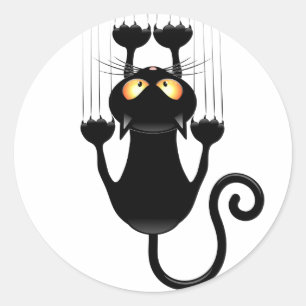 Cat Falldown lustige Zeichentrickfigur Runder Aufkleber