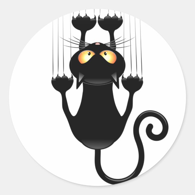 Cat Falldown lustige Zeichentrickfigur Runder Aufkleber (Vorderseite)