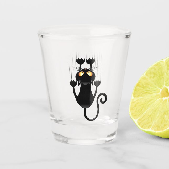 Cat Falldown lustige Zeichentrickfigur Schnapsglas (Vorderseite)