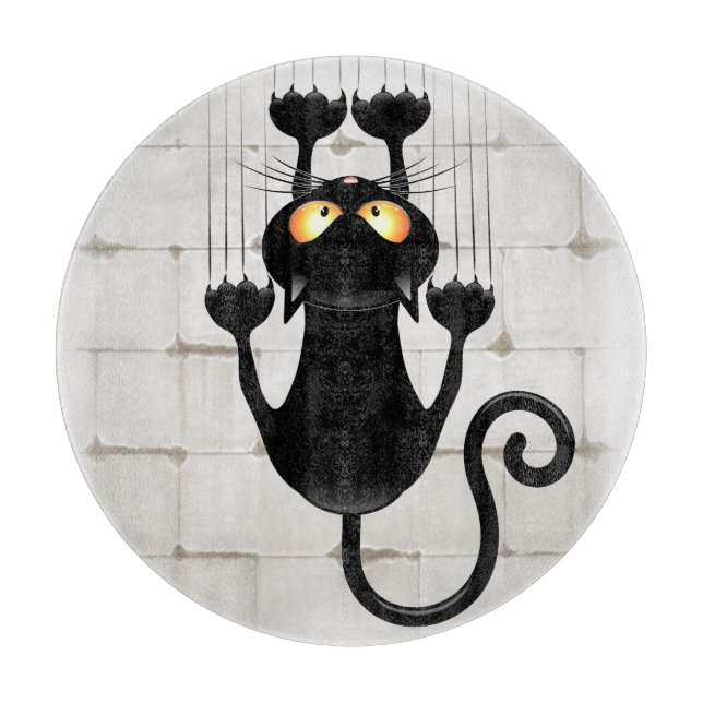 Cat Falldown lustige Zeichentrickfigur Schneidebrett (Vorderseite)