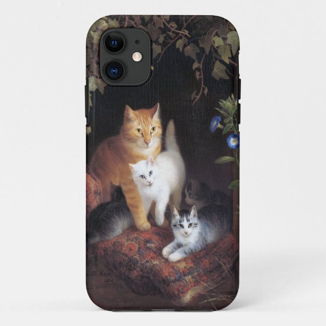 Cat Family and Ivy Leaf von Henriette Ronner Knip Case-Mate iPhone Hülle (Rückseite)