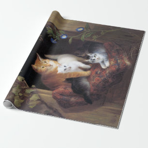 Cat Family and Ivy Leaf von Henriette Ronner Knip Geschenkpapier