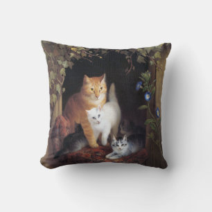 Cat Family and Ivy Leaf von Henriette Ronner Knip Kissen