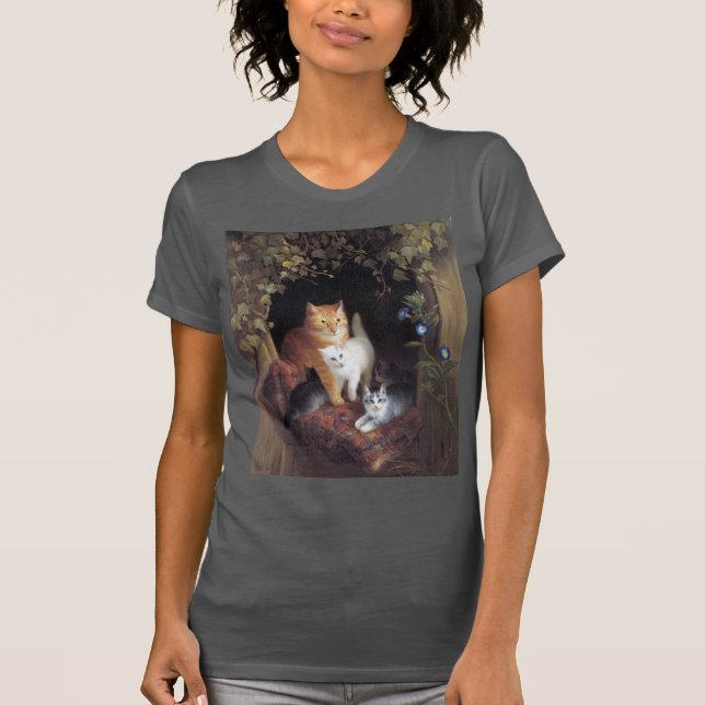 Cat Family and Ivy Leaf von Henriette Ronner Knip T-Shirt (Vorderseite)