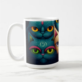 Cat Family Colorful Whimsical 1 Kaffeetasse