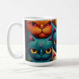 Cat Family Colorful Whimsical 2 Kaffeetasse