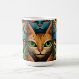 Cat Family Colorful Whimsical 2b Kaffeetasse
