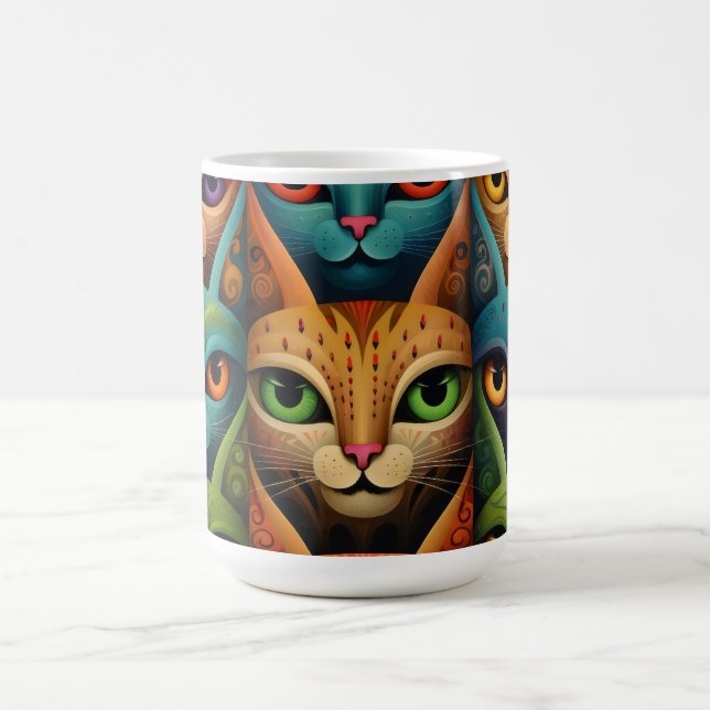 Cat Family Colorful Whimsical 2b Kaffeetasse (Mittel)