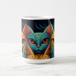 Cat Family Colorful Whimsical 2c Kaffeetasse