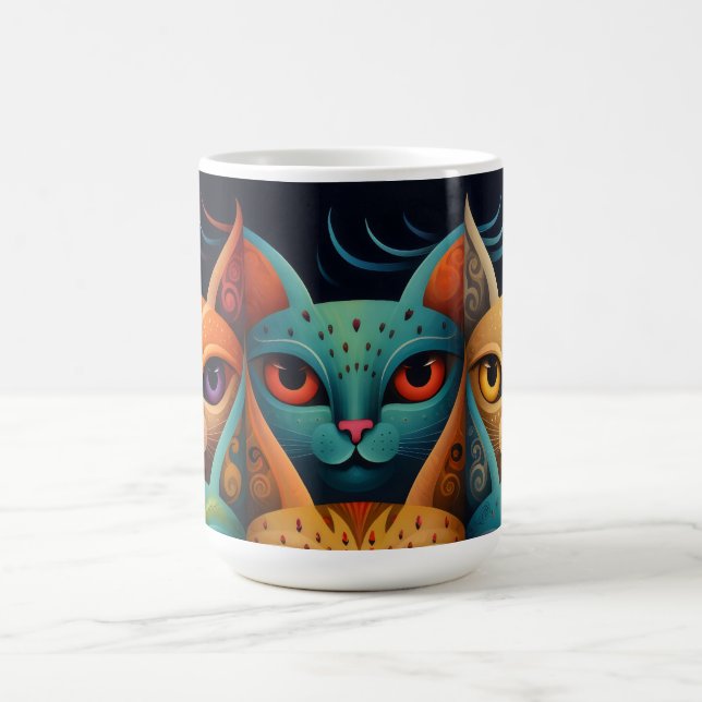 Cat Family Colorful Whimsical 2c Kaffeetasse (Mittel)