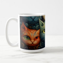 Cat Family Colorful Whimsical 3a Kaffeetasse