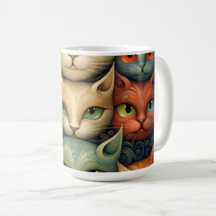 Cat Family Colorful Whimsical 3b Kaffeetasse