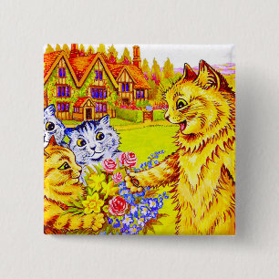 Cat Family in Garden Button