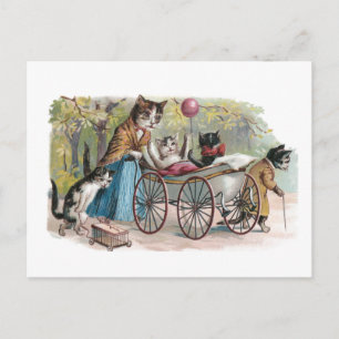 Cat Family Outing Postkarte