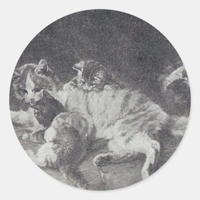 Cat Family Runder Aufkleber (Vorderseite)