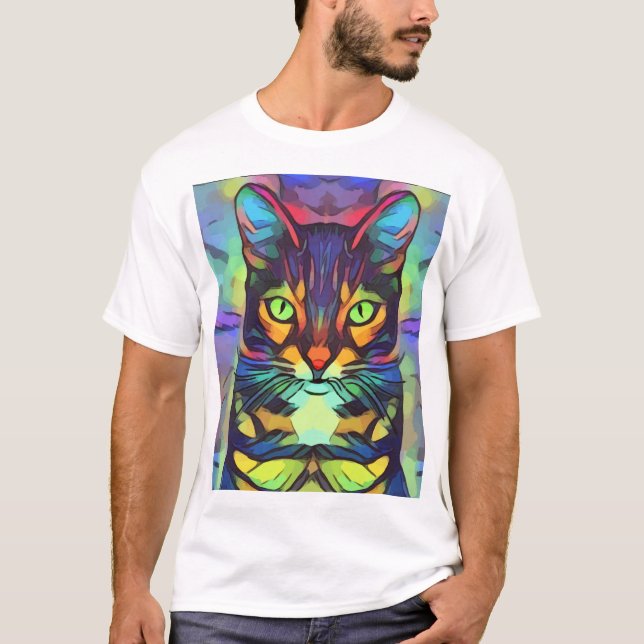CAT-FARBEN KUNST ABSTRAKTE T - SHIRT (Vorderseite)