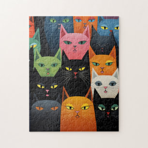 CAT FARBENFÄHIGE KATZEN ART JIGSAW PUZZLE