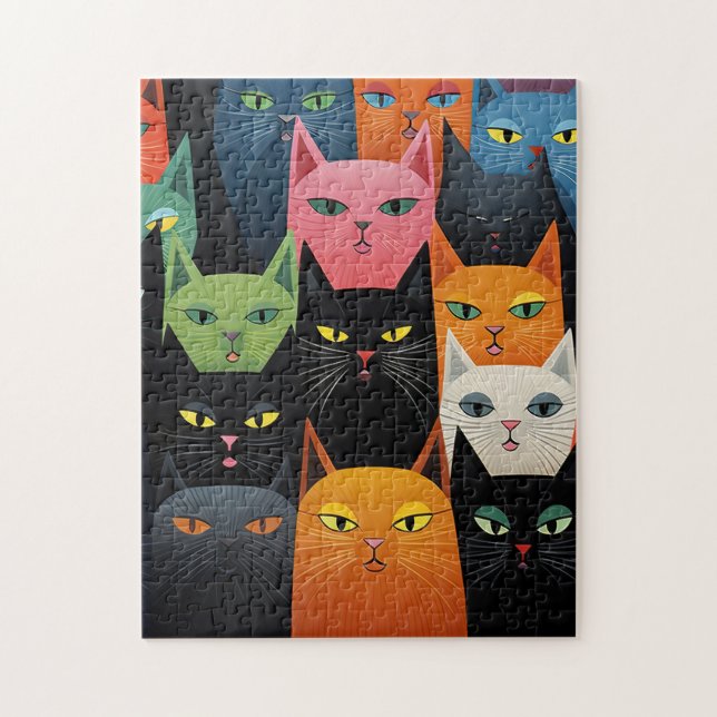 CAT FARBENFÄHIGE KATZEN ART JIGSAW PUZZLE (Vertikal)