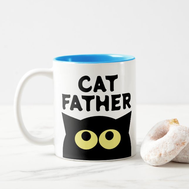 Cat Father lustiges Kaffeegenuss Tasse für Haustie (Mit Donut)