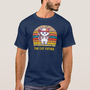 Cat Father Retro Ninja T-Shirt