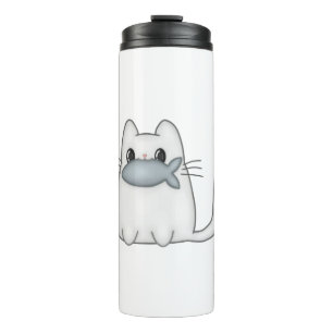 Cat Feline Little Cat Kawaii Fish Cartoon Mascot Thermosbecher