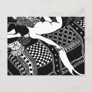 Cat Felix Vallotton Lady Bed Laziness La Paresse Postkarte