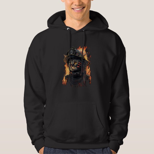 Cat Firefighter Show Your Love for Firefighting Hoodie (Vorderseite)