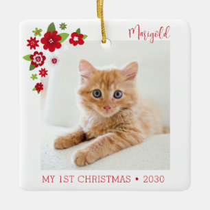 Cat First Christmas Foto Keramikornament