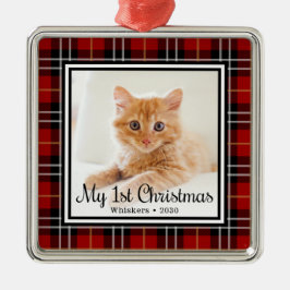 Cat First Christmas Foto Ornament Aus Metall