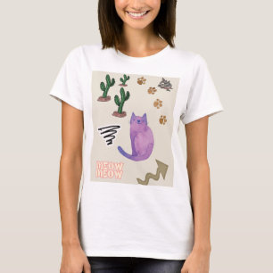 Cat Fish Cactus Meow Paws T - Shirt