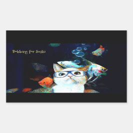 Cat Fish Sushi Spaß Funny Rectangle Aufkleber