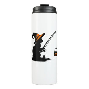 Cat Fishing Pumpkin Halloween Kostüm Cat Lover Thermosbecher